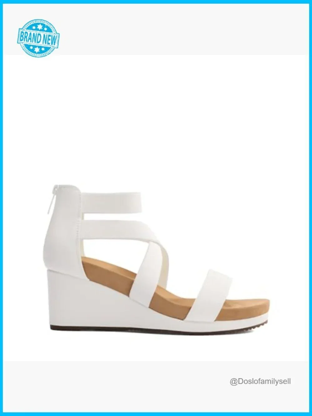 Wedge Sandals Open Toe Elastic Straps Zipper Closure Platform Comfortable